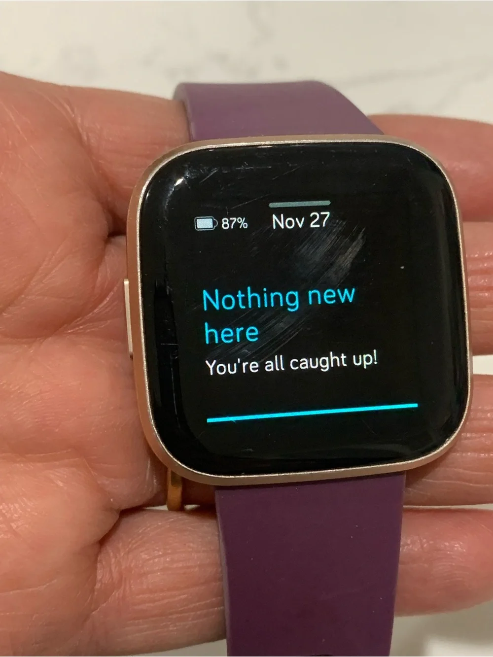 fitbit Versa 2 Plum Silicone Smartwatch with Rose Gold Case